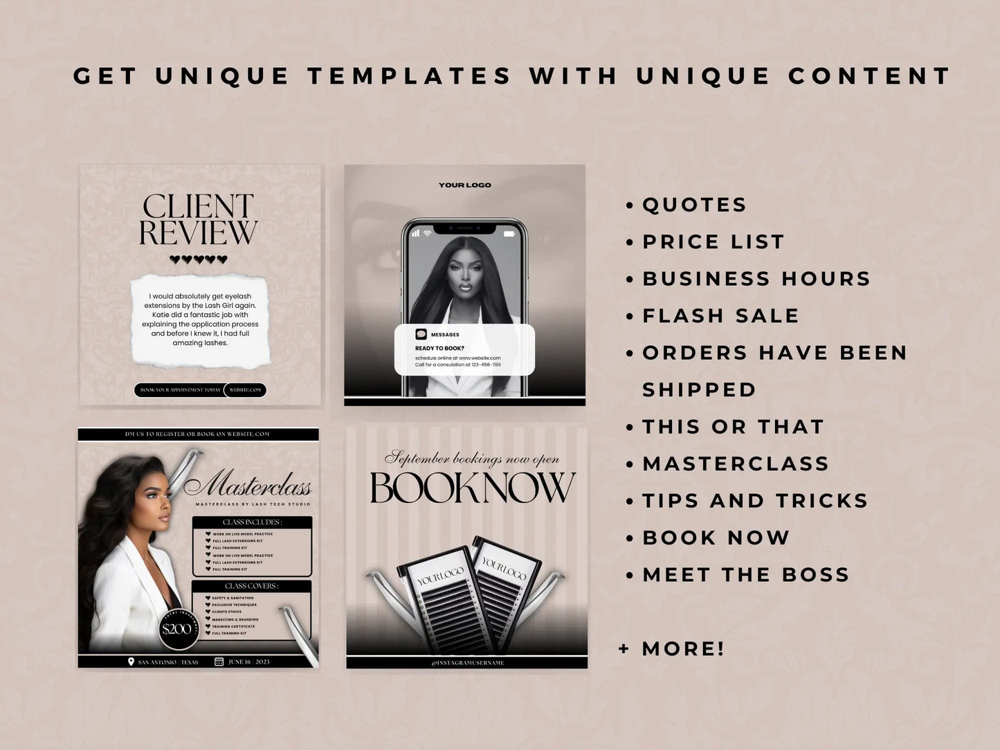 Beige Lash Tech Instagram Kit - Shaima Studio