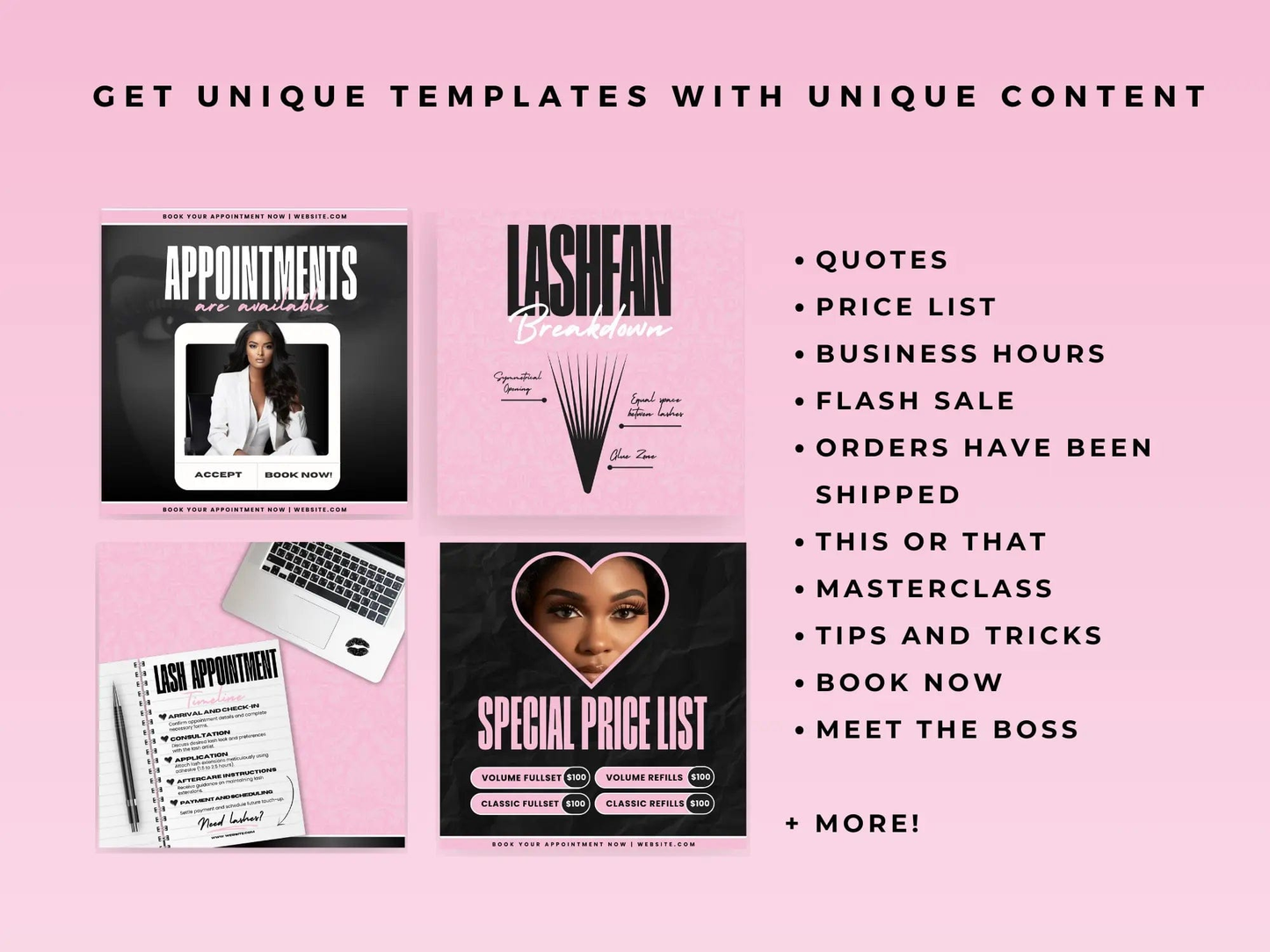 Pink Lash Tech Instagram Kit - Shaima Studio