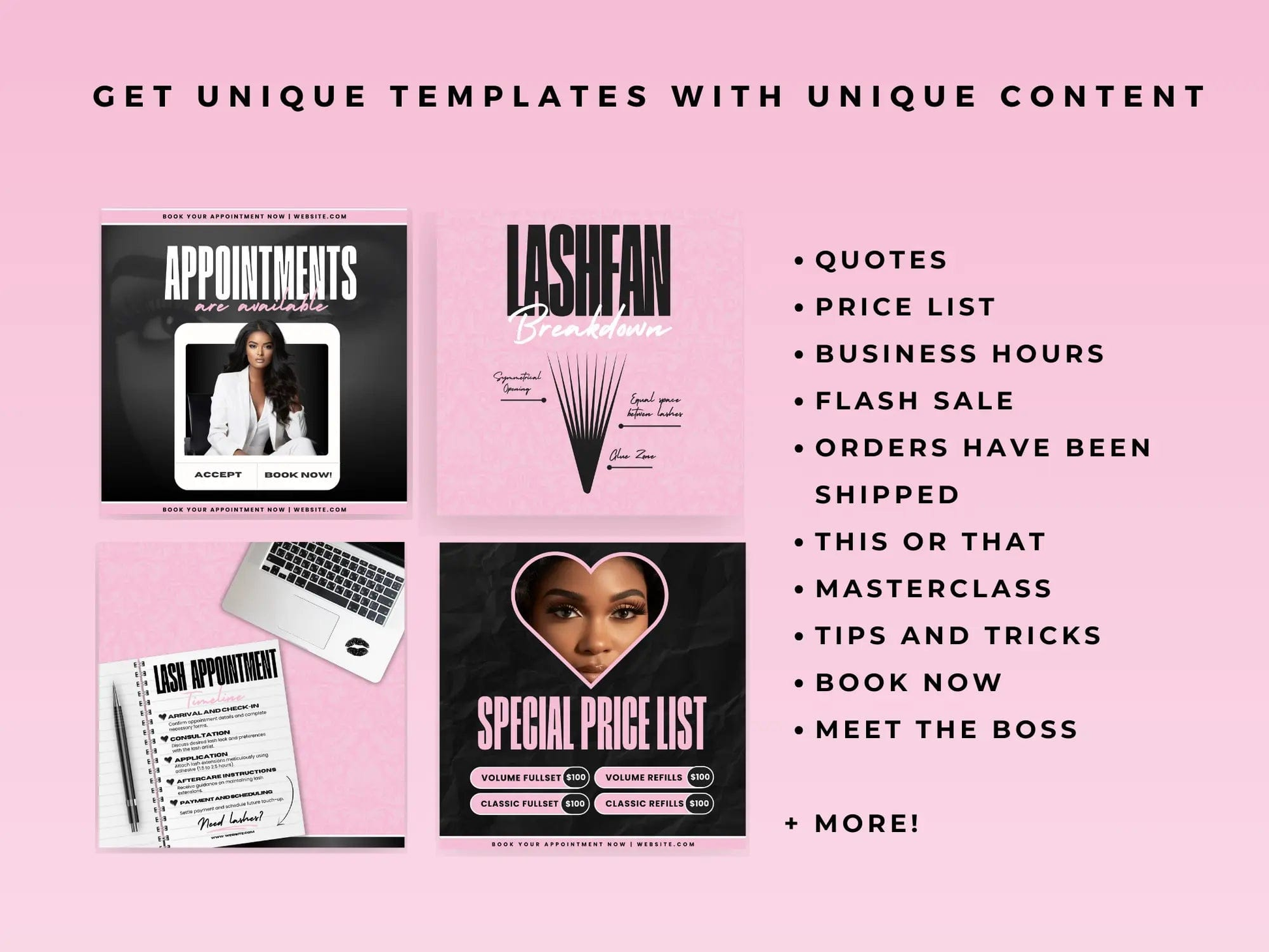 Pink Lash Tech Instagram Kit - Shaima Studio