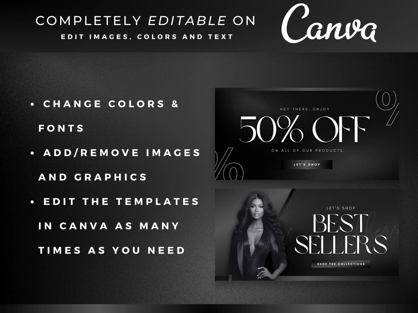 Black & White Fashion Website Banners Canva