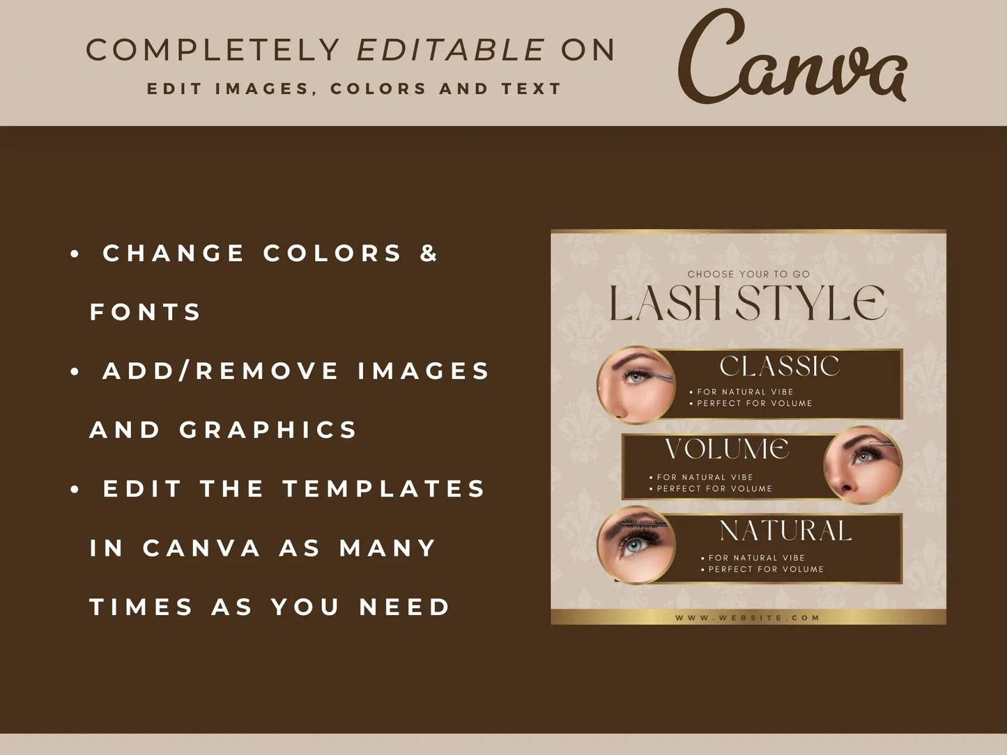 Gold & Brown Lash Tech Instagram Kit - Shaima Studio