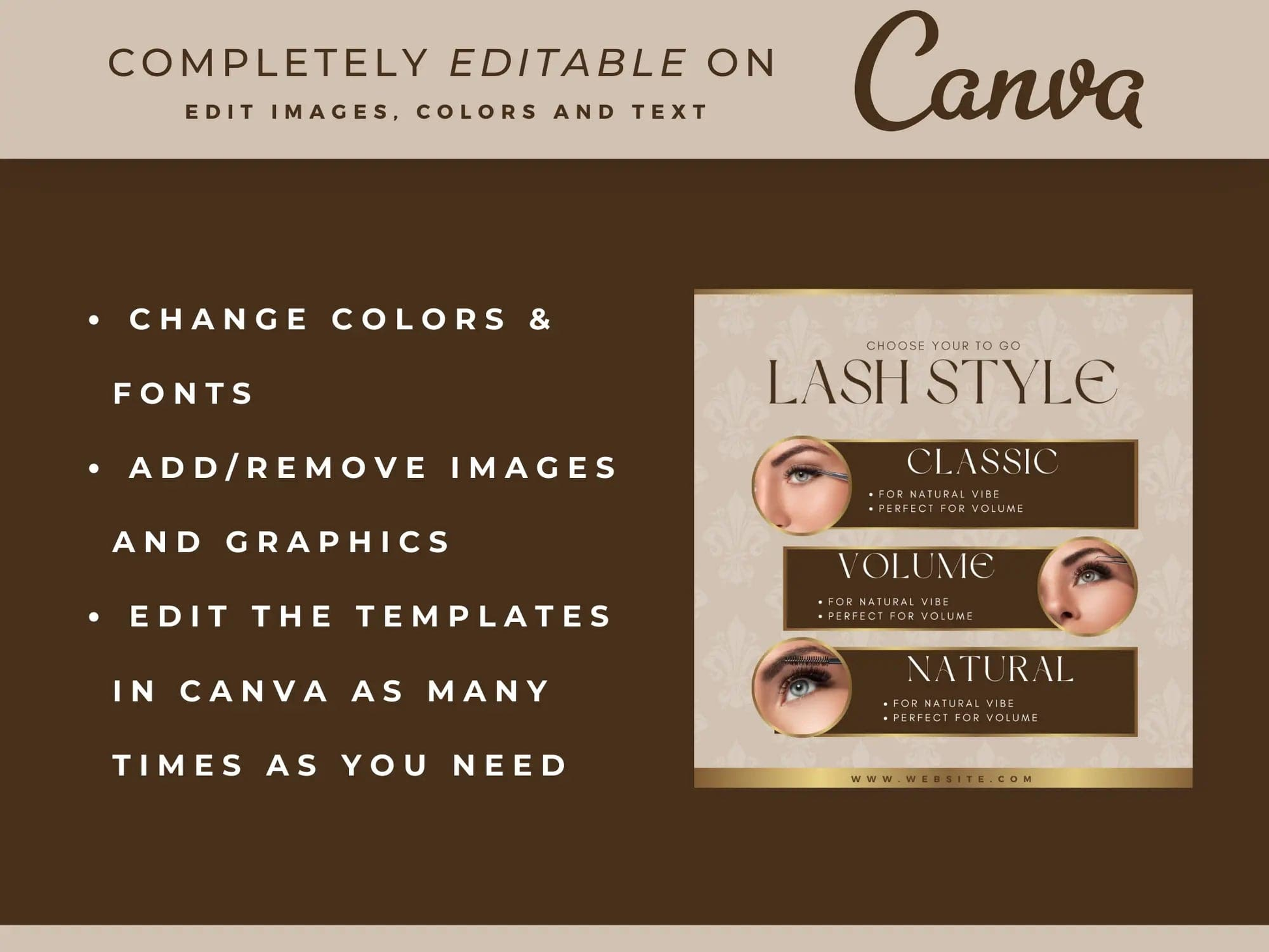 Gold & Brown Lash Tech Instagram Kit - Shaima Studio