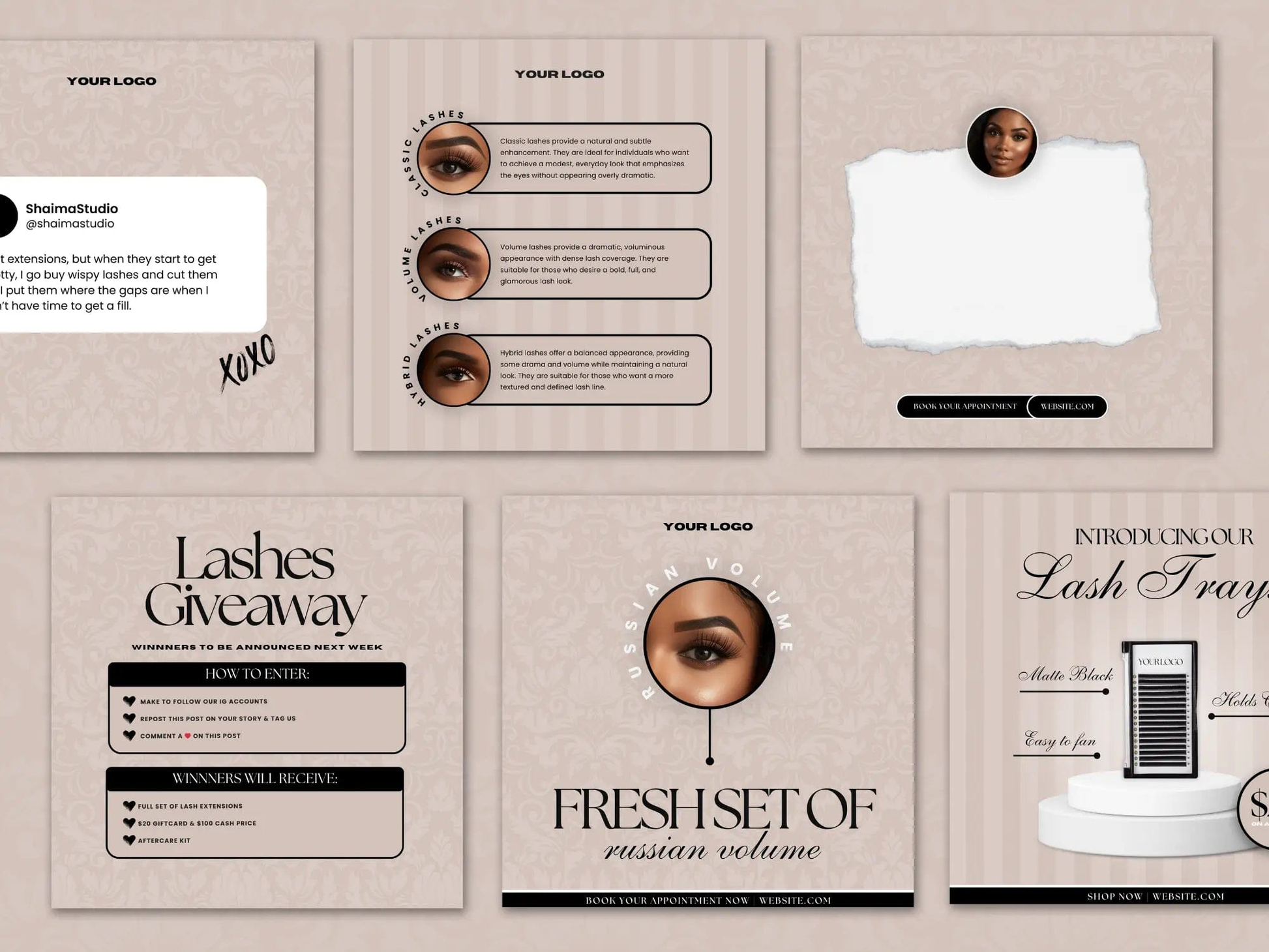 Beige Lash Tech Instagram Kit - Shaima Studio