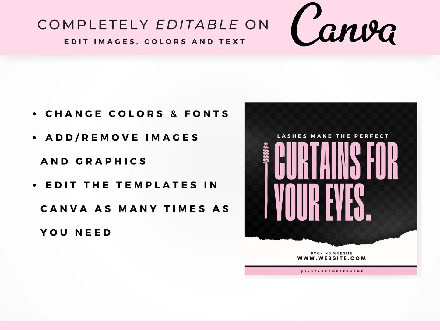 Pink & Black Lash Tech Instagram Kit - Shaima Studio