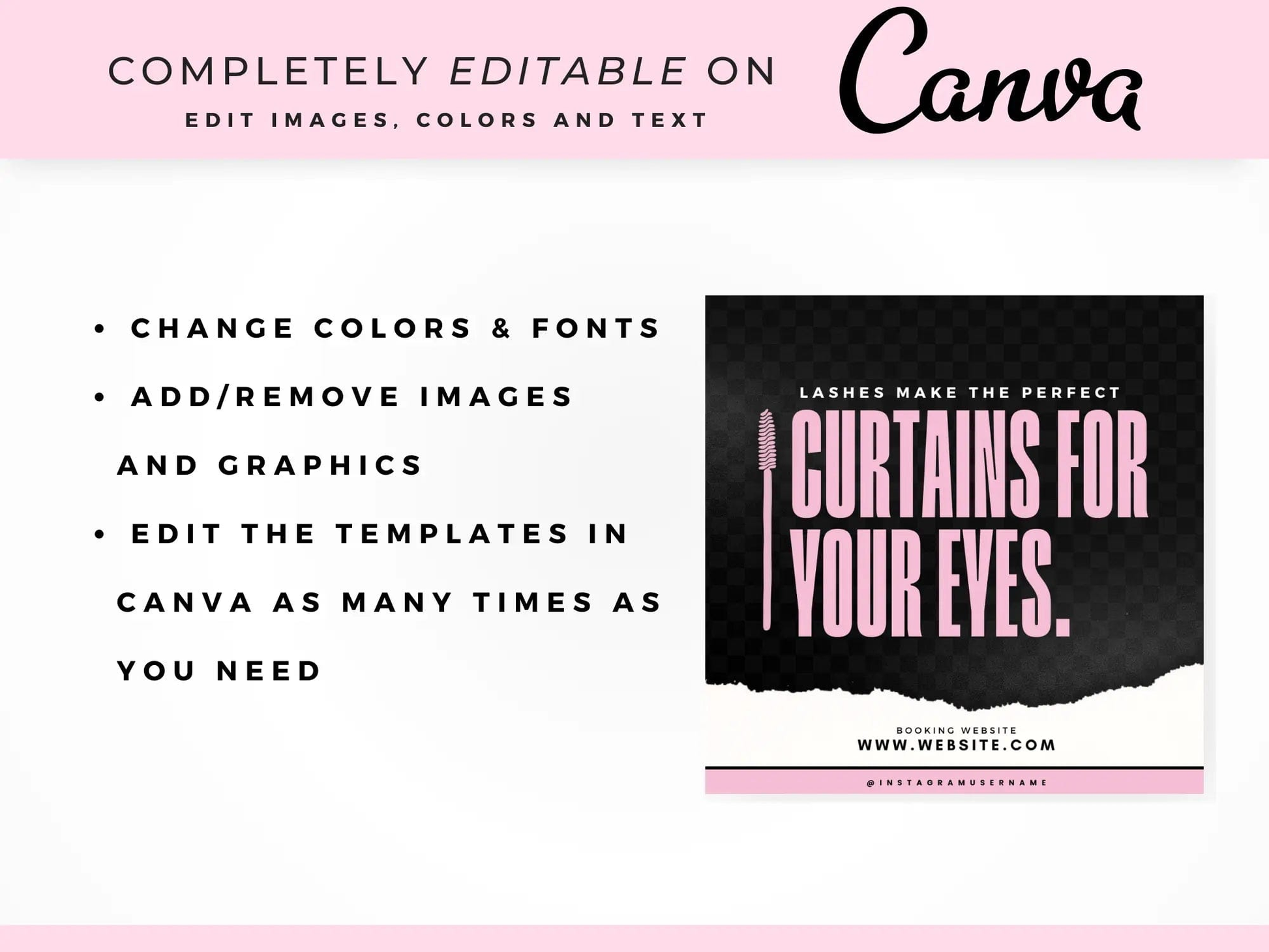 Pink & Black Lash Tech Instagram Kit - Shaima Studio