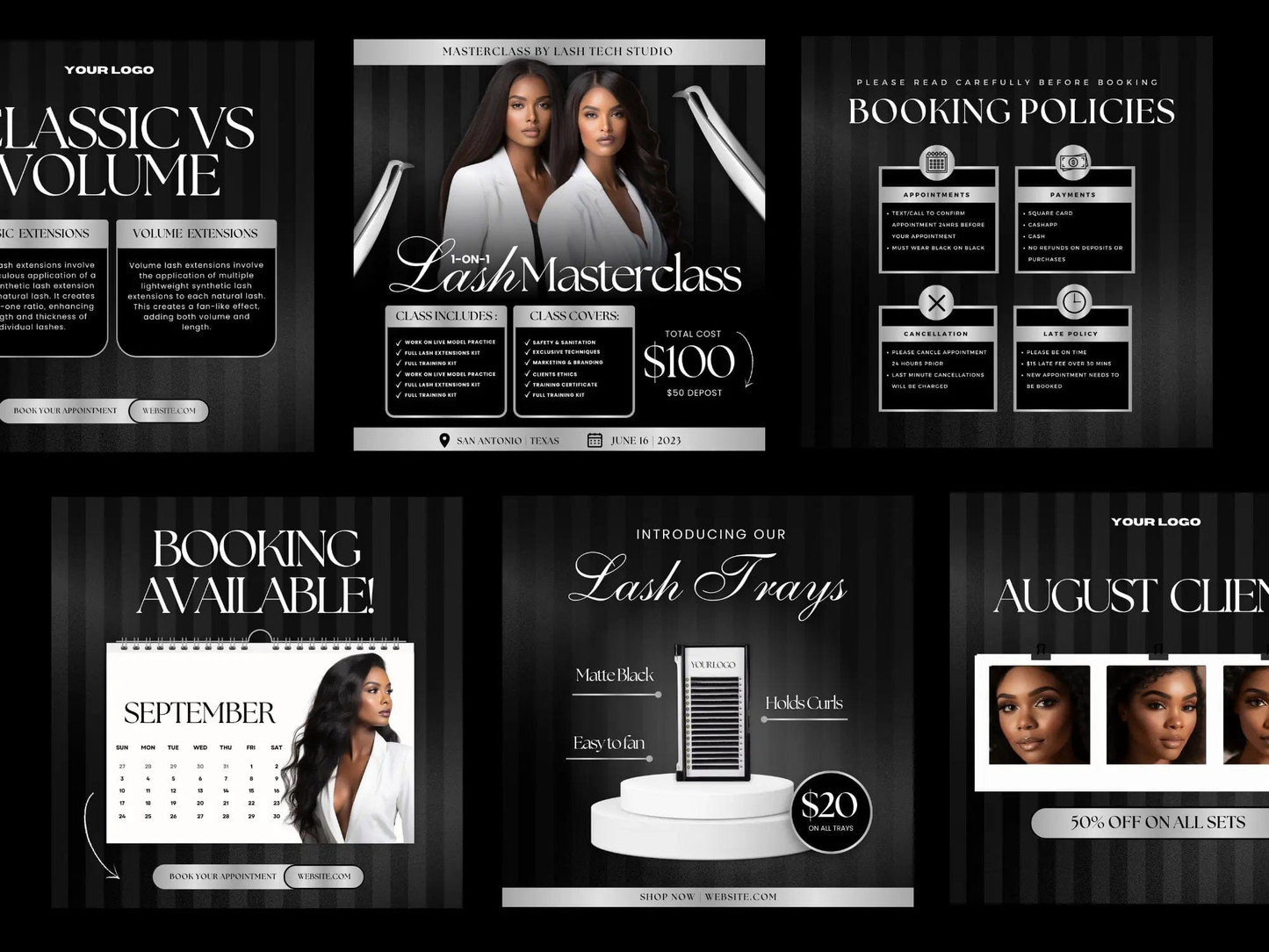 Black & Silver Lash Tech Instagram Kit - Shaima Studio