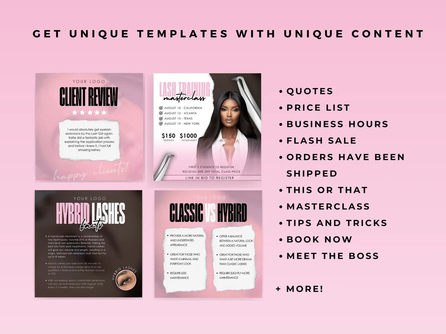 Luxury Pink Lash Tech Instagram Kit - Shaima Studio