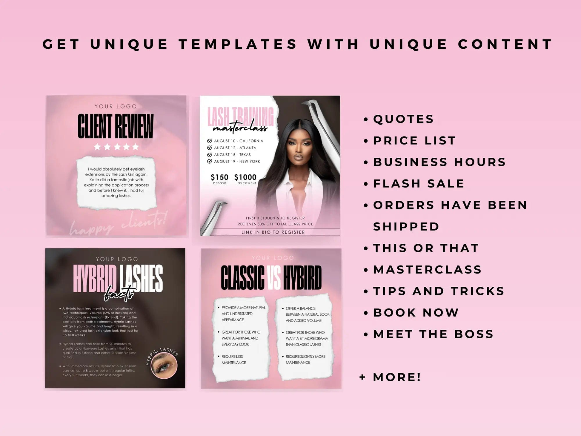 Luxury Pink Lash Tech Instagram Kit - Shaima Studio