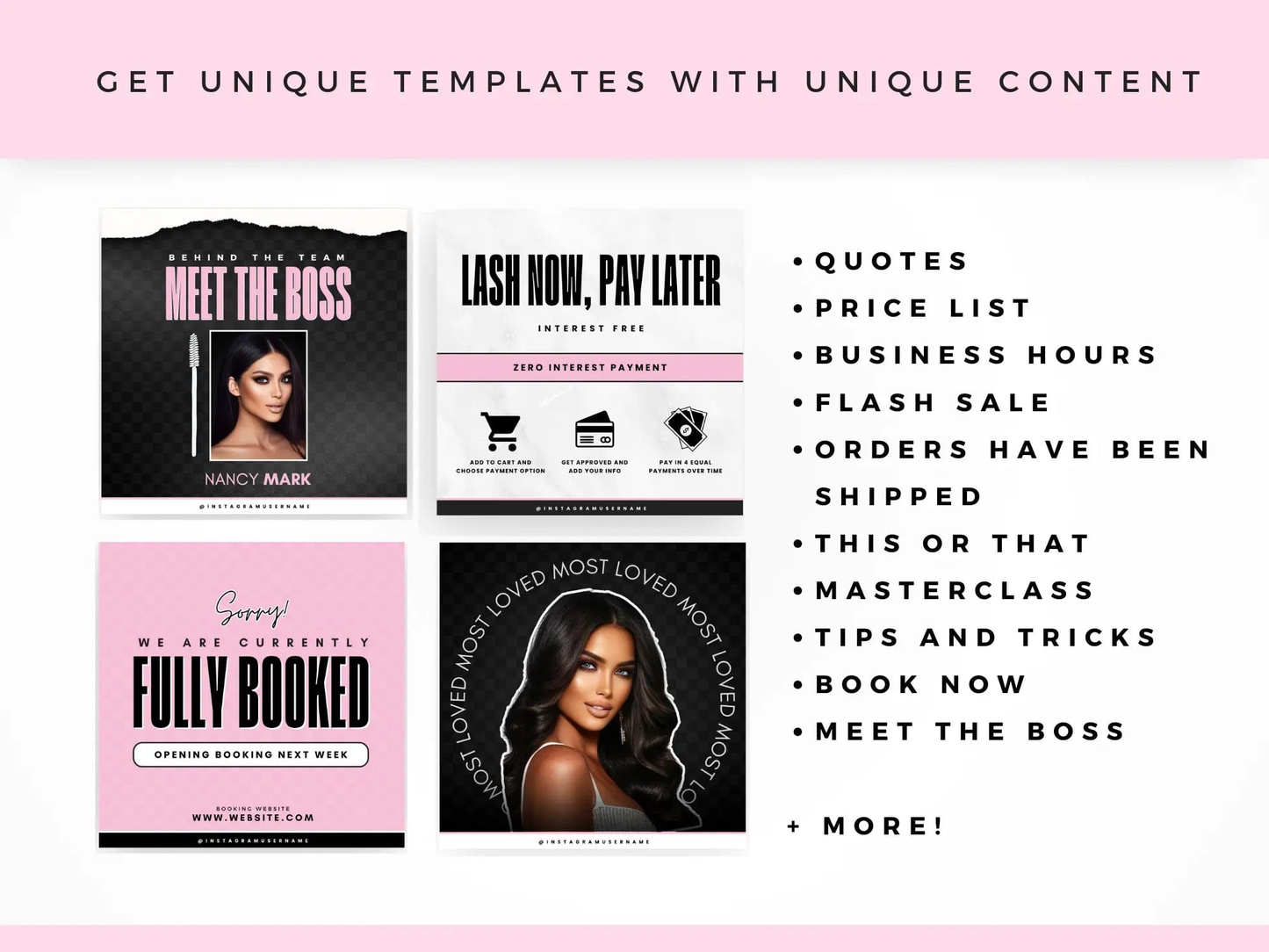 Pink & Black Lash Tech Instagram Kit - Shaima Studio