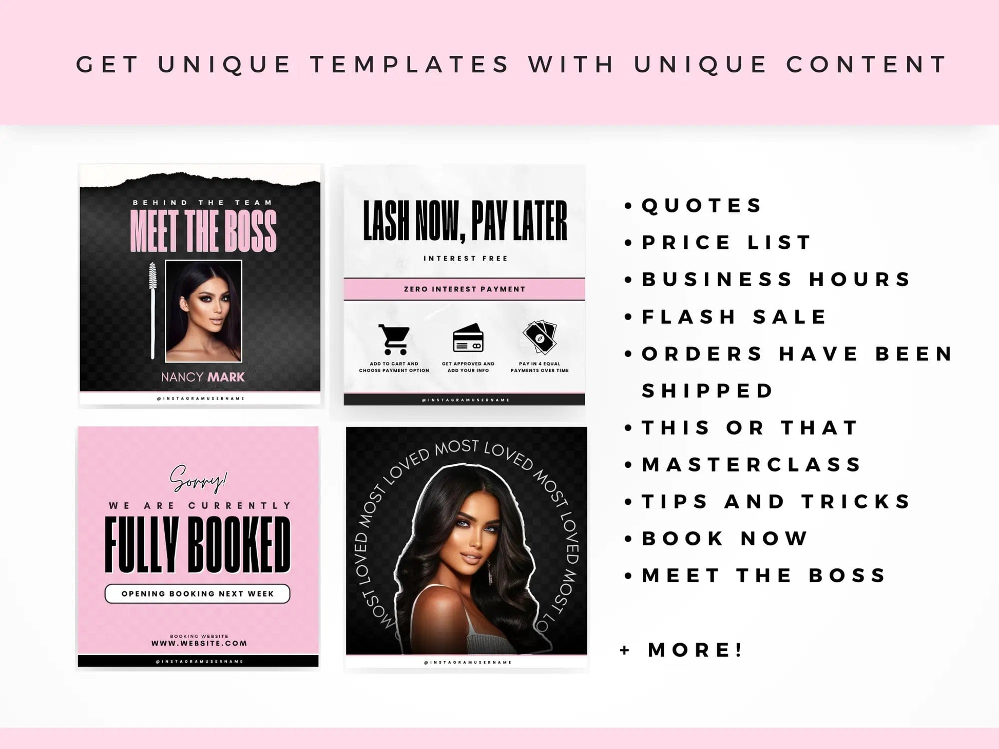 Pink & Black Lash Tech Instagram Kit - Shaima Studio