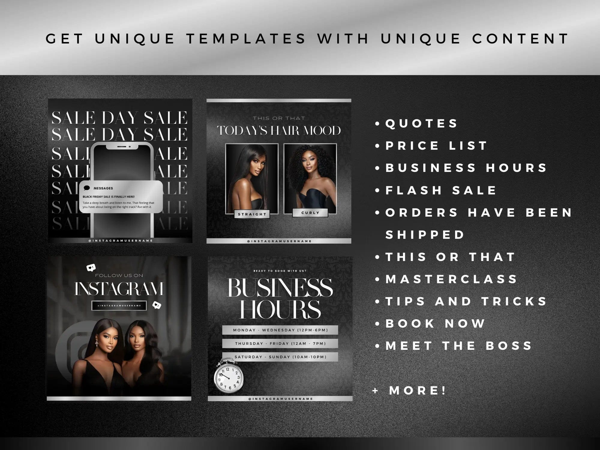 Silver & Black Hair Instagram Kit - Shaima Studio