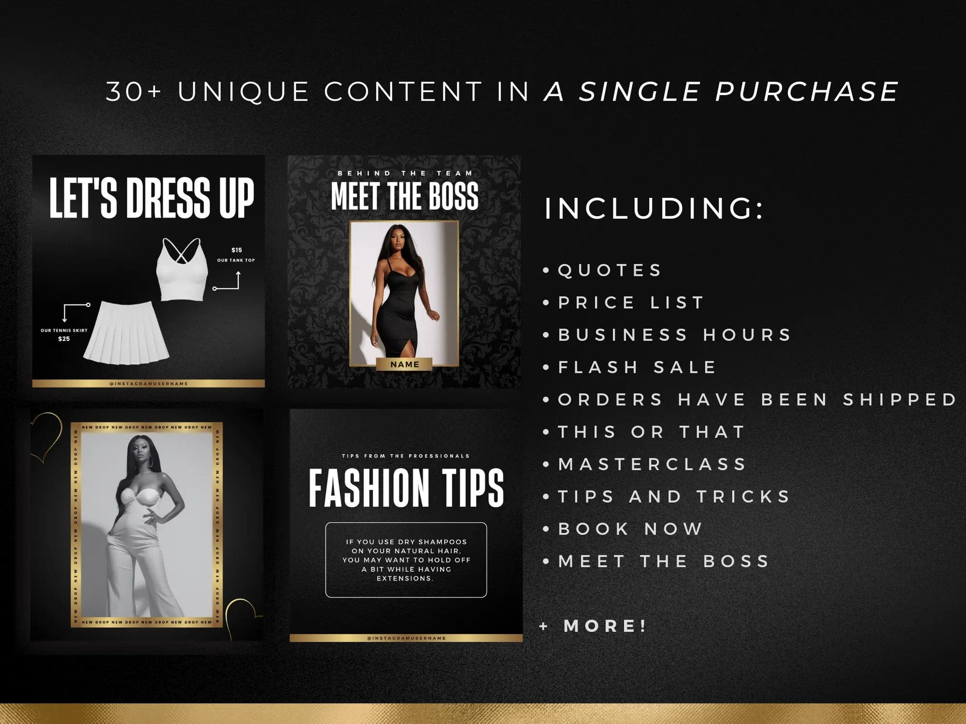 30 Gold & Black Fashion Instagram Kit - Shaima Studio