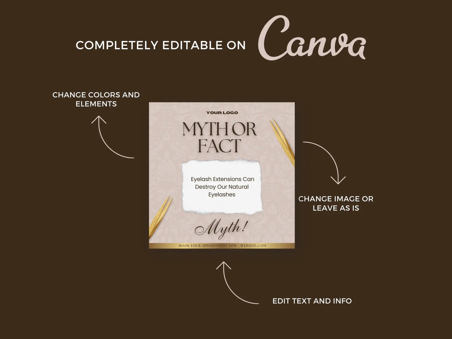 Brown & Gold Lash Tech Instagram Kit - Shaima Studio