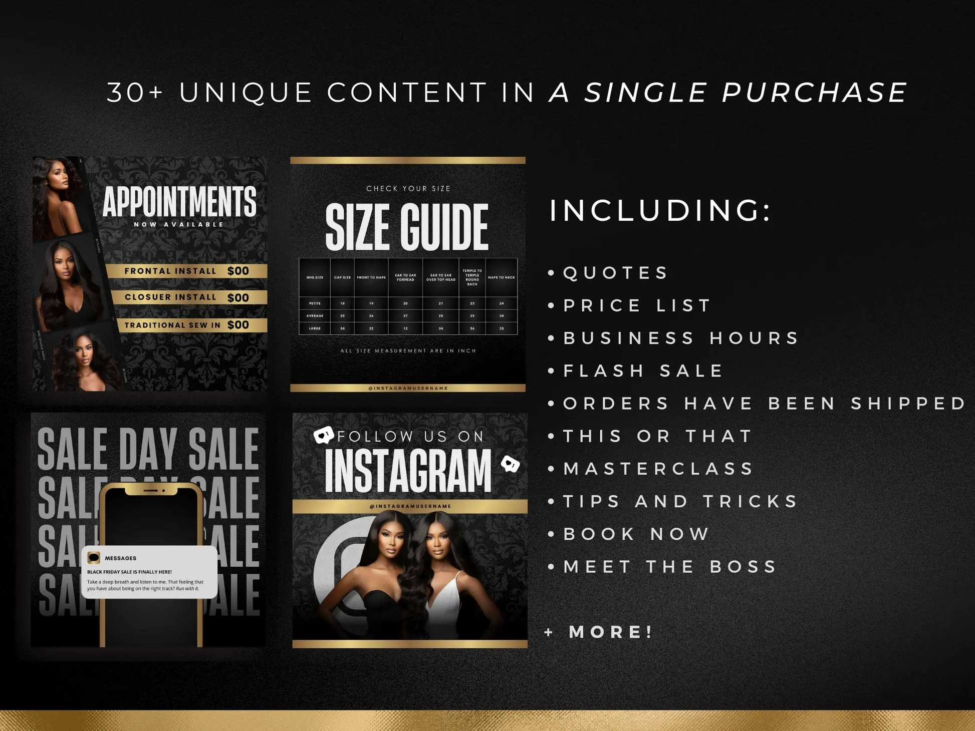 Gold & Black Hair Instagram Kit - Shaima Studio