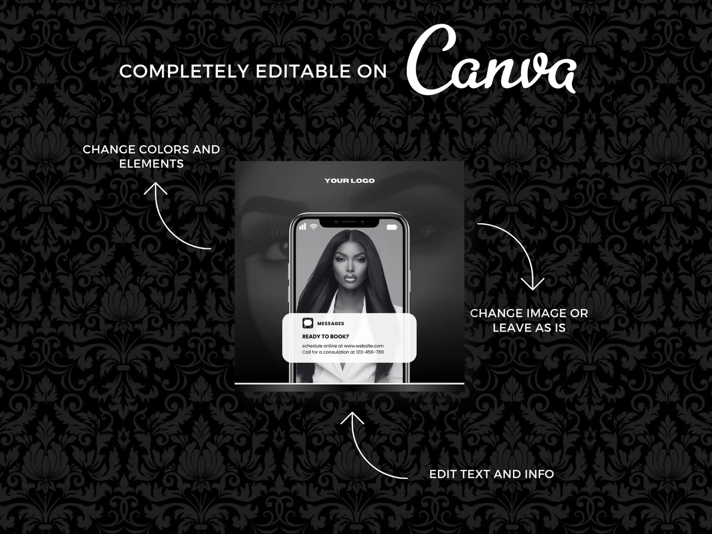 Black & White Lash Tech Instagram Kit - Shaima Studio