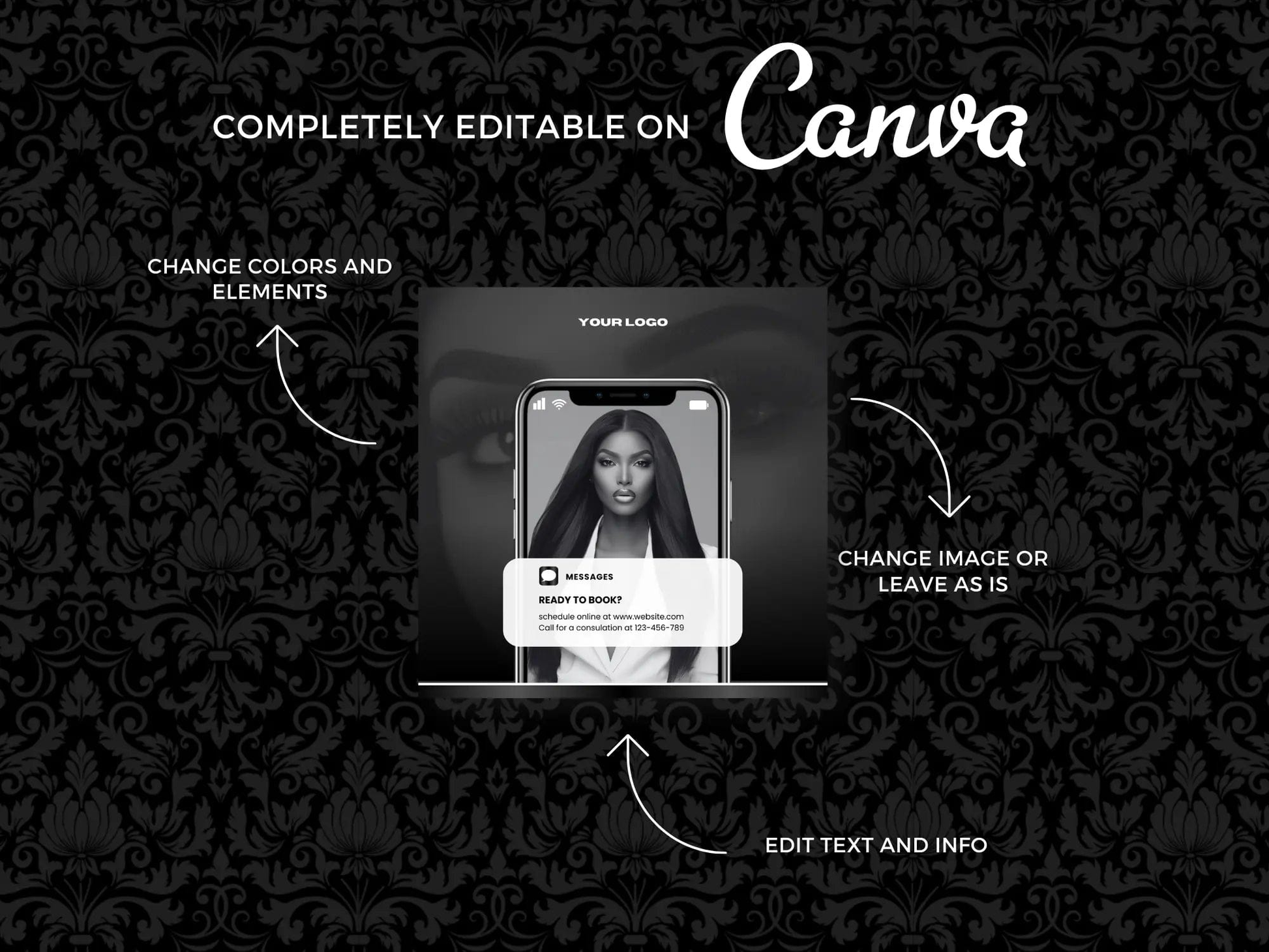 Black & White Lash Tech Instagram Kit - Shaima Studio