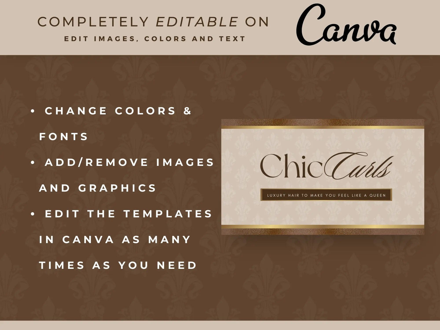 Brown & Gold Luxury Hair Branding Kit - Shaima Studio