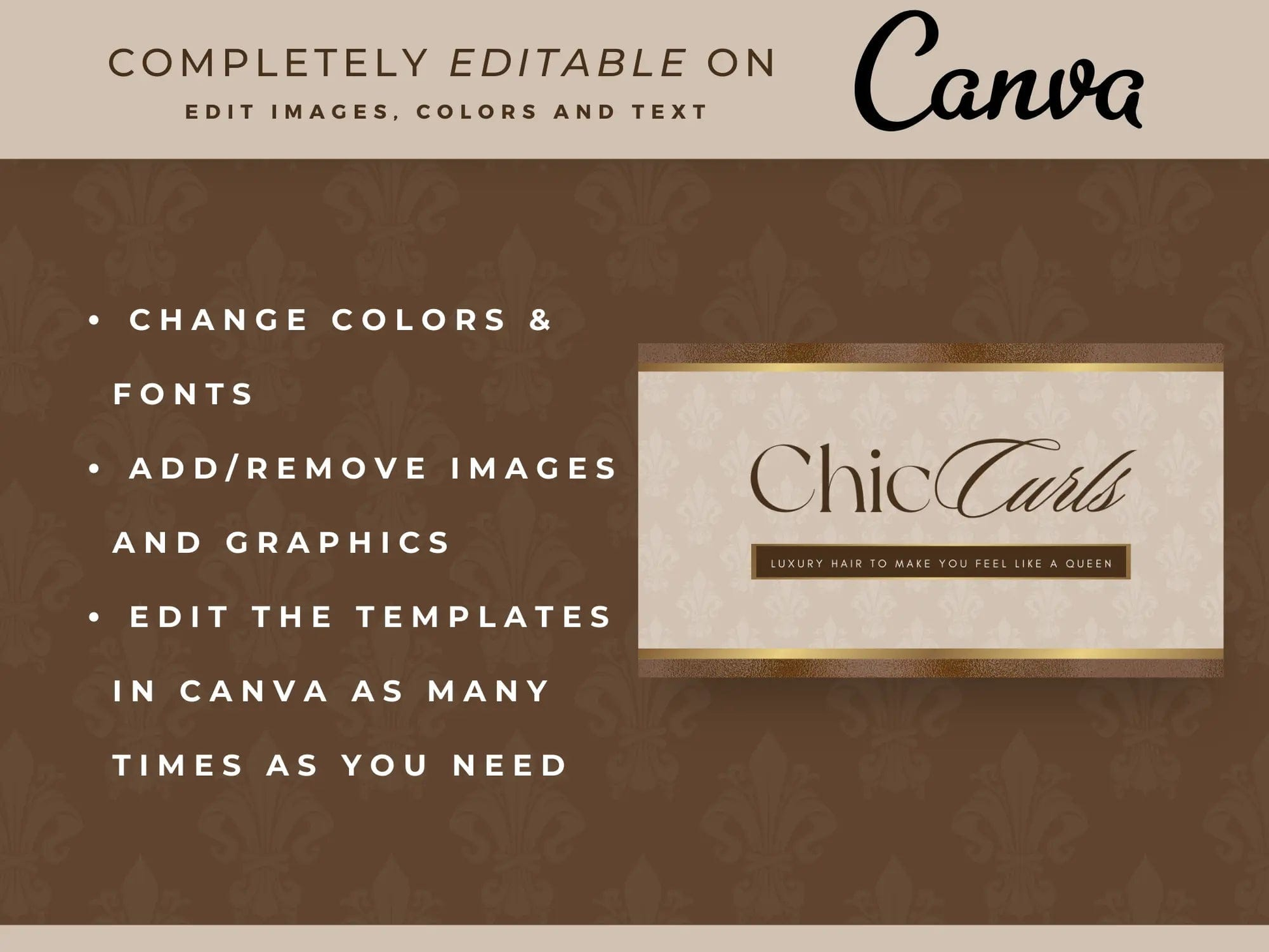 Brown & Gold Luxury Hair Branding Kit - Shaima Studio