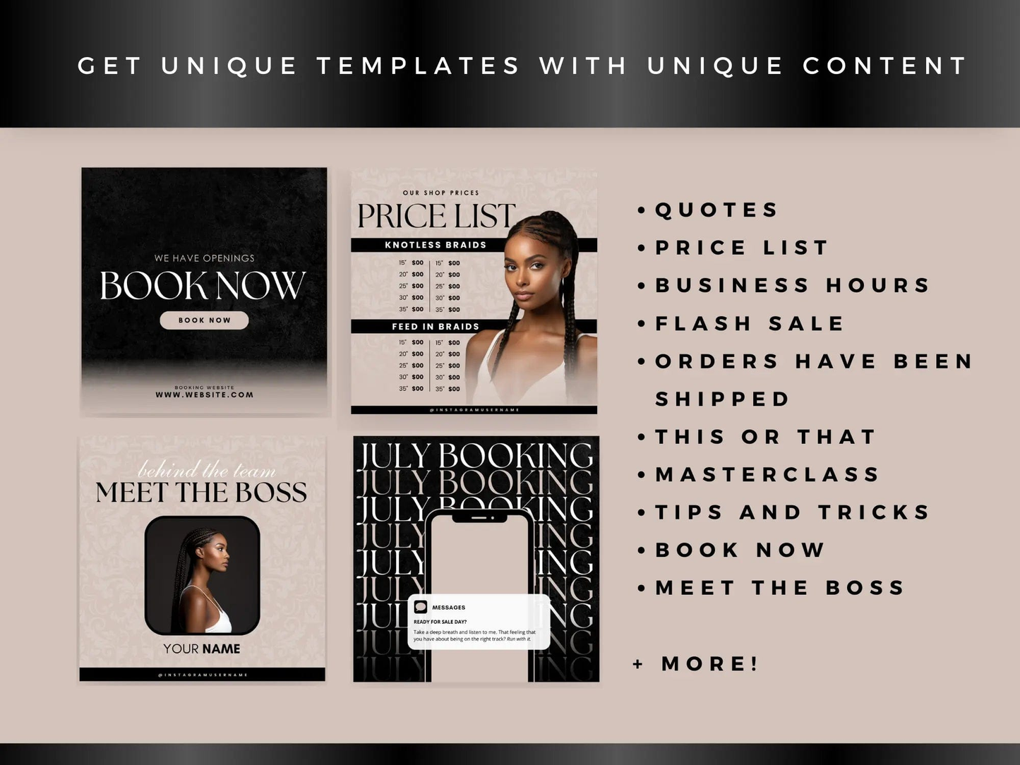 Beige Braiding Instagram Kit - Shaima Studio