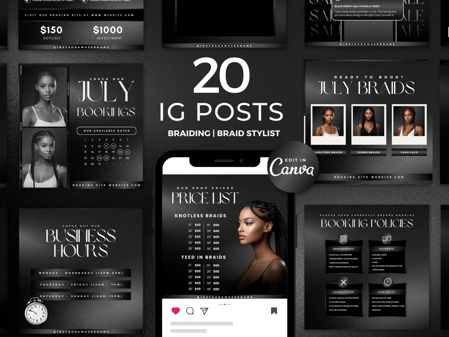 Black Braiding Instagram Kit 