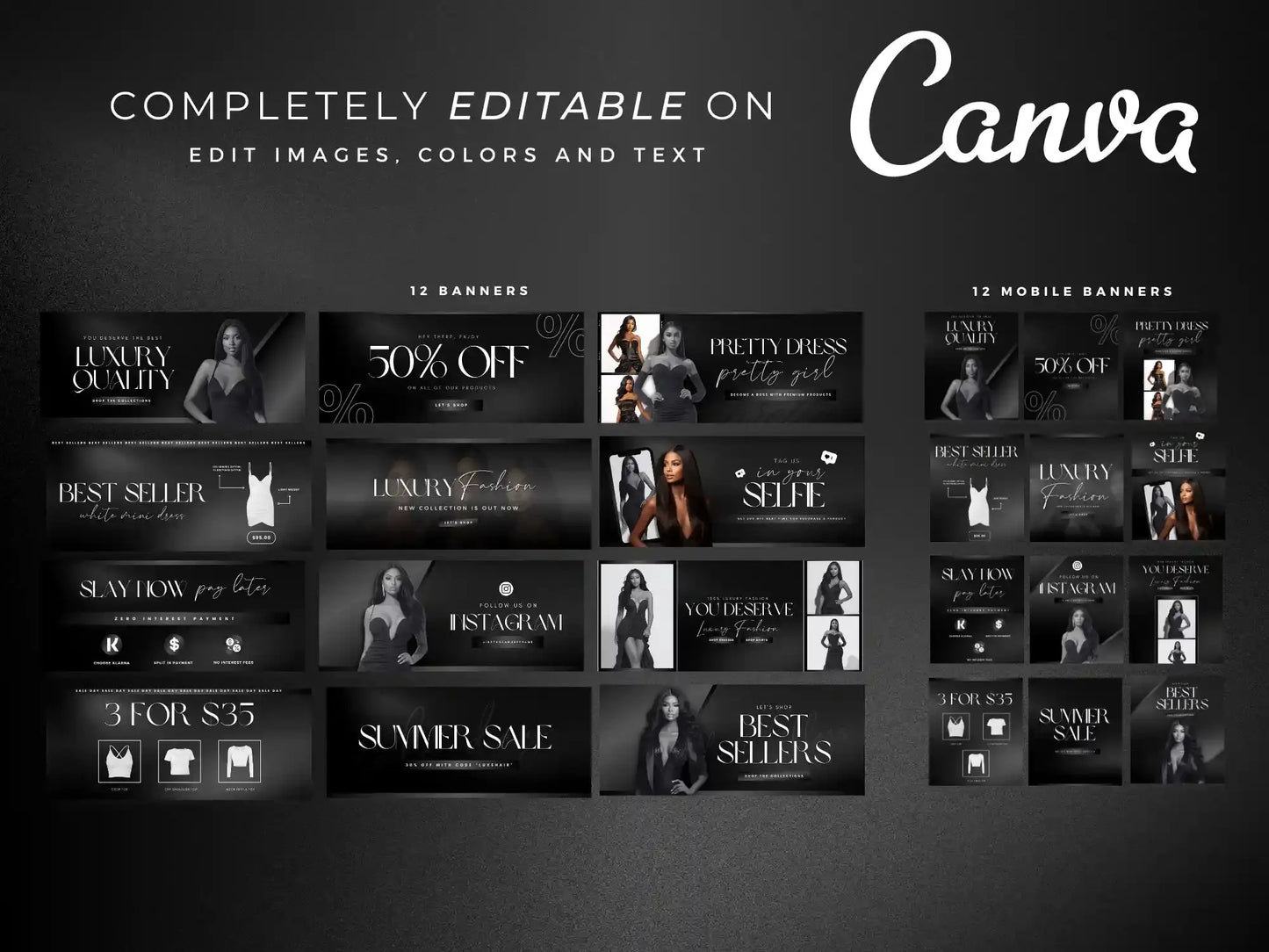 Black White editable on canva