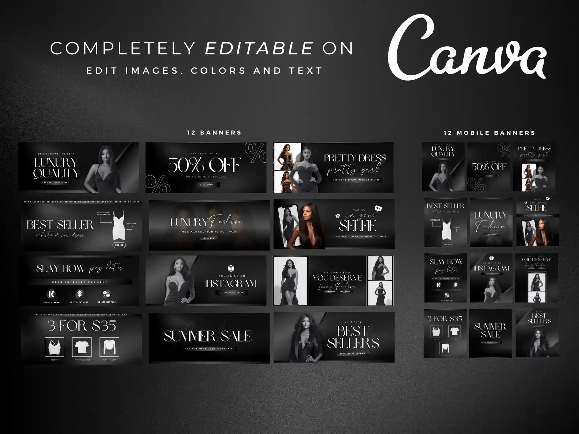 Black White editable on canva