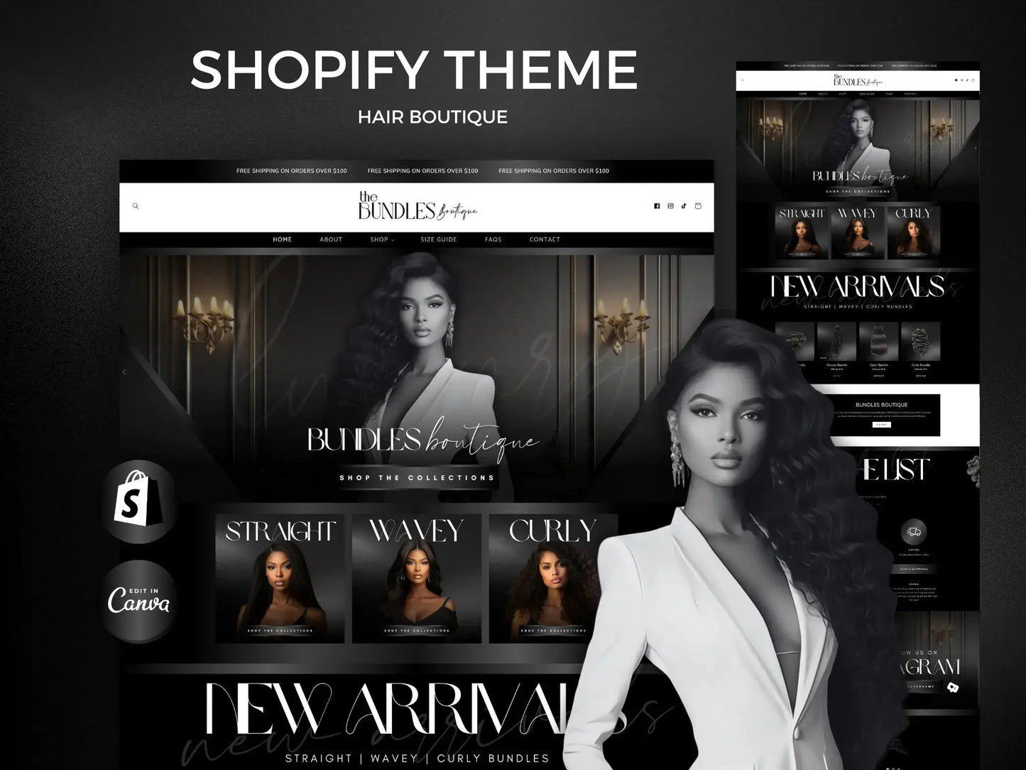 Classy Black Shopify Theme for Wig, Hair Extension & Salon Stores