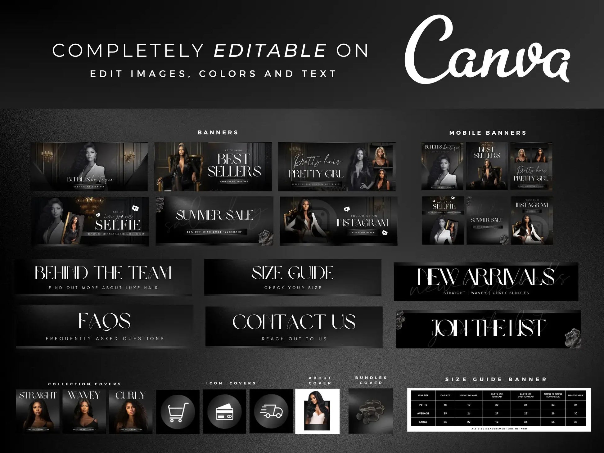 Classy Black Hair editable on canva