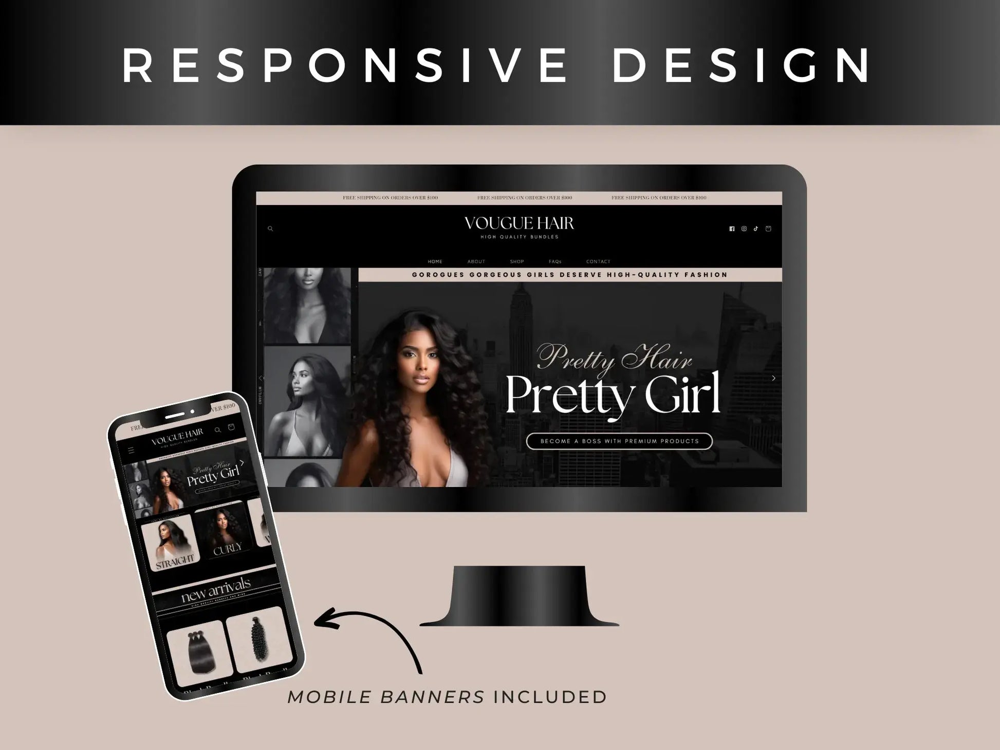 Luxury Beige Hair responsive design