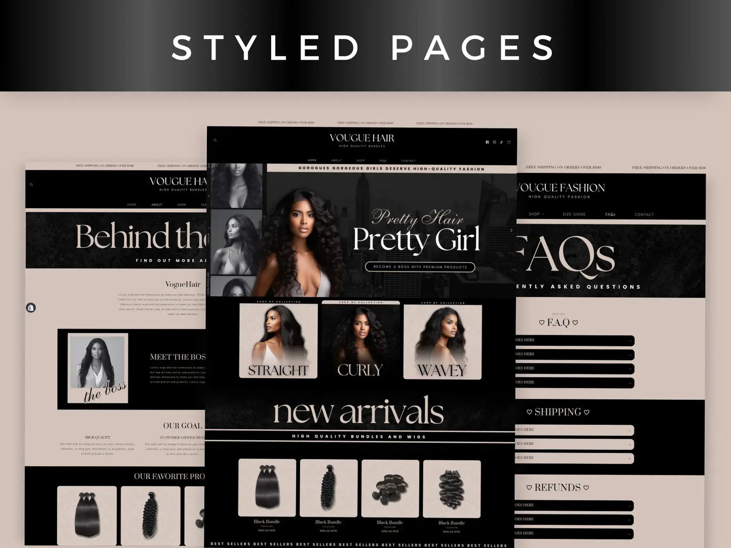 Luxury Beige Hair styled pages