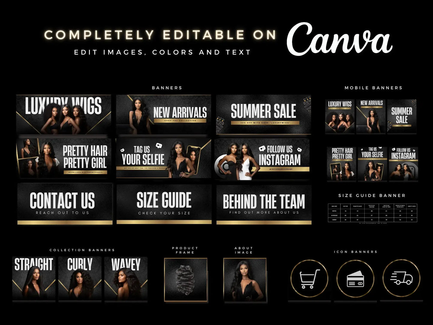 Luxury Gold Hair editable on canva