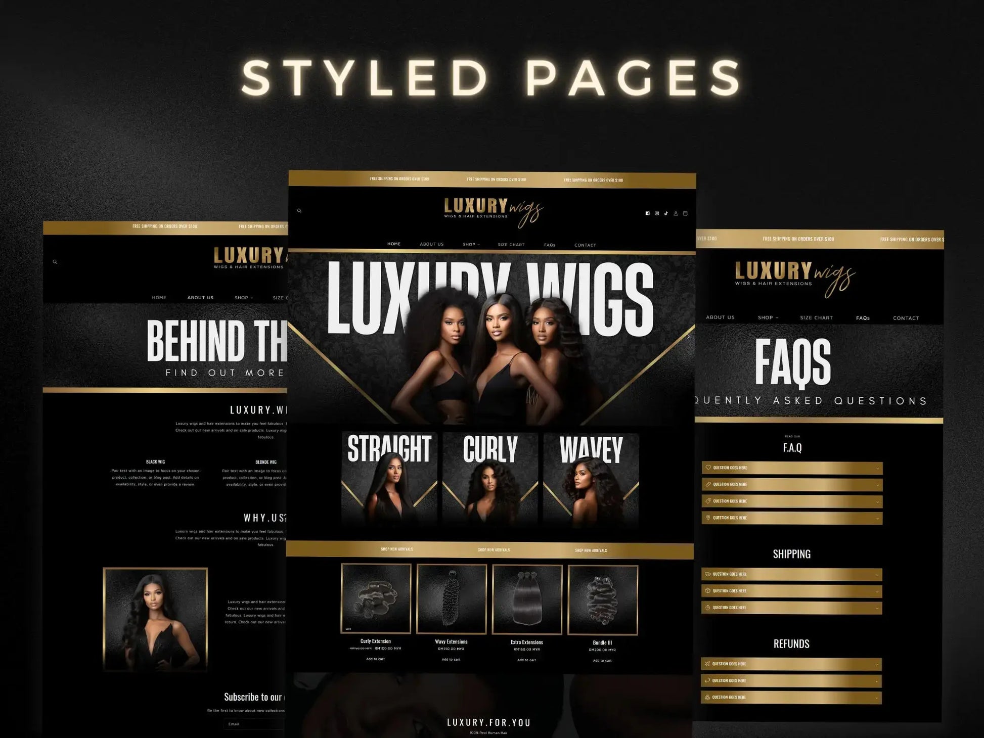 Luxury Gold Hair styled pages