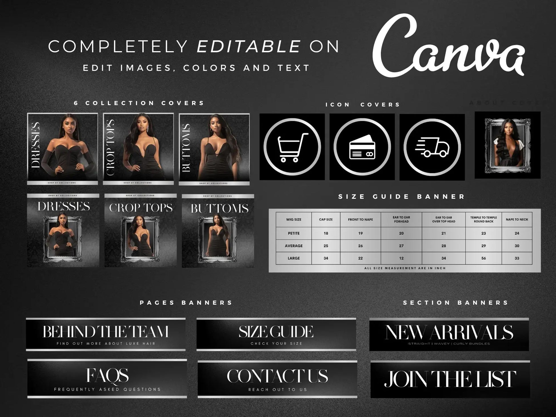 Luxury black silver editable on canva 2