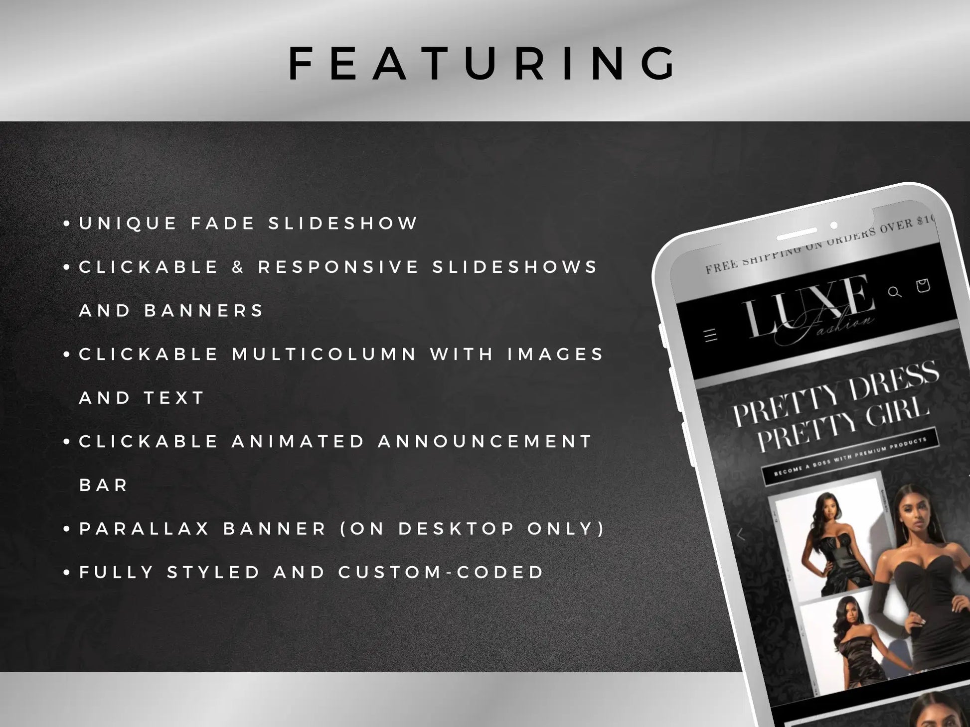 Luxury black silver featuring