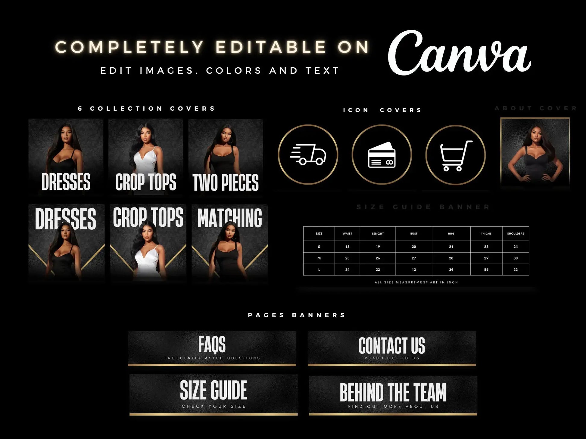 Luxury gold black editable canva 2