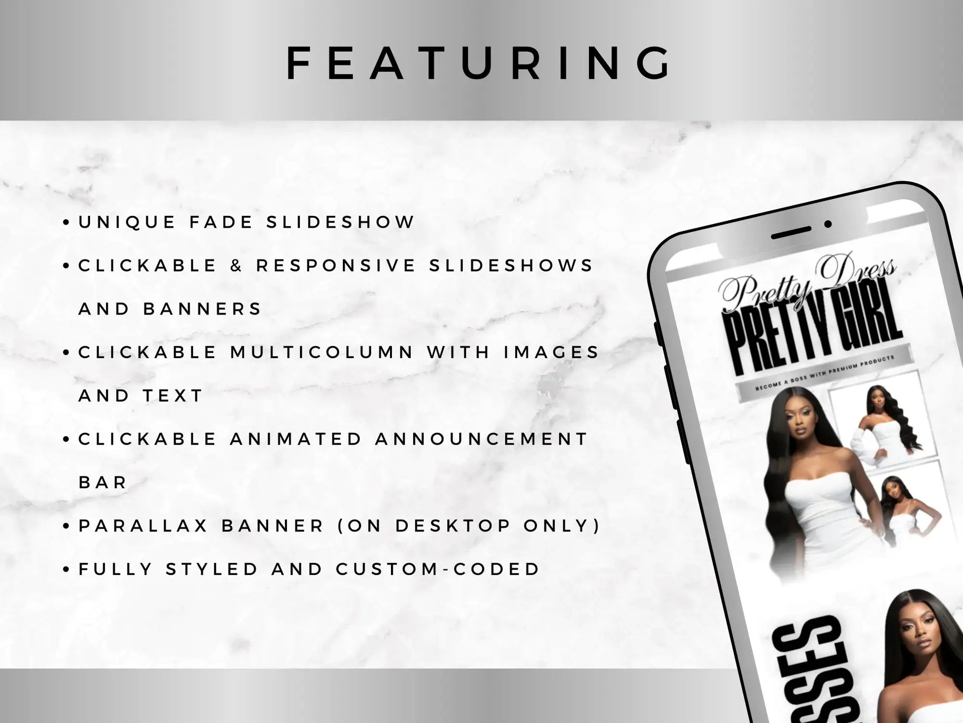 Luxury silver white featuring