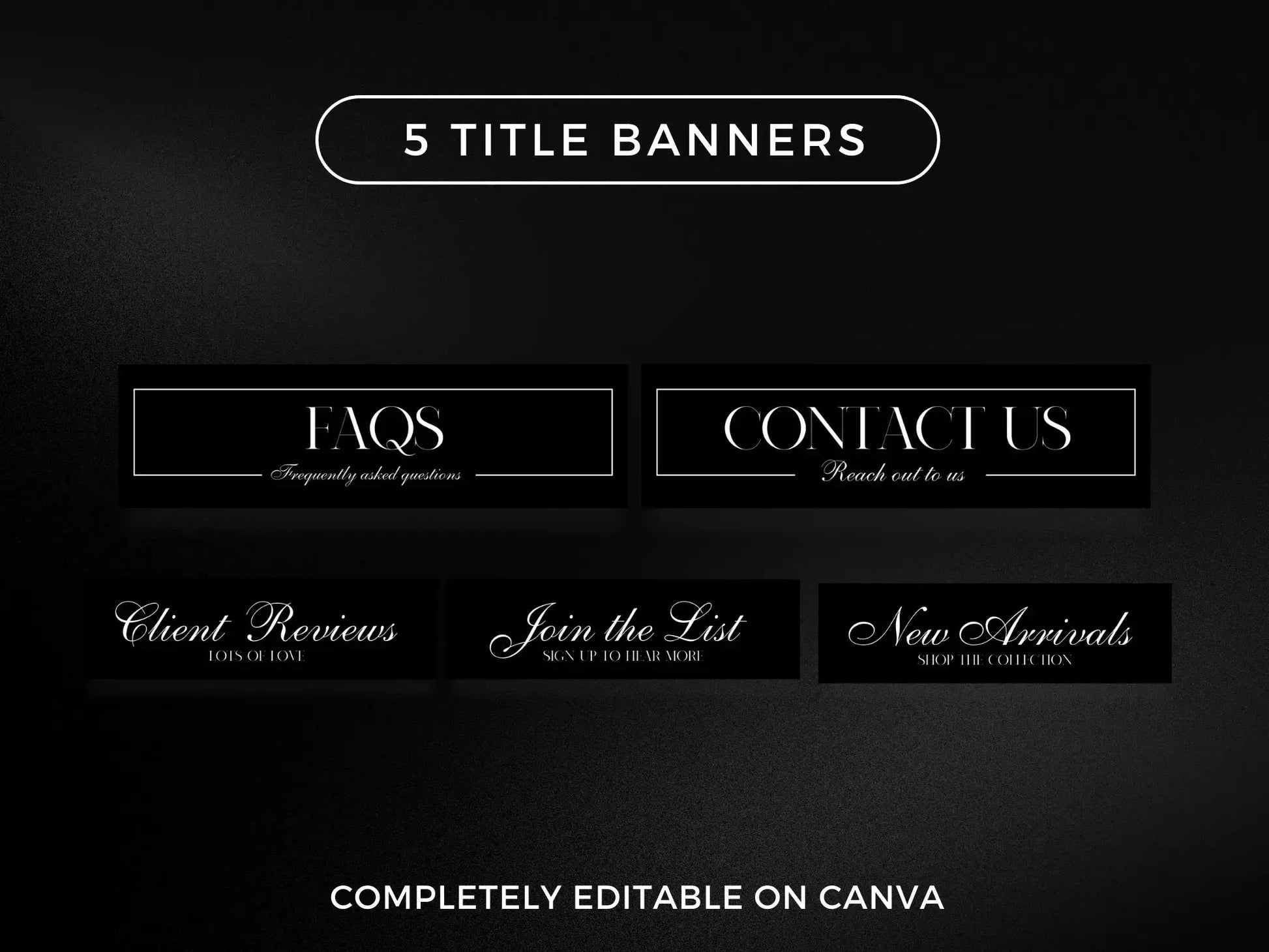 Minimal black 5 title banners