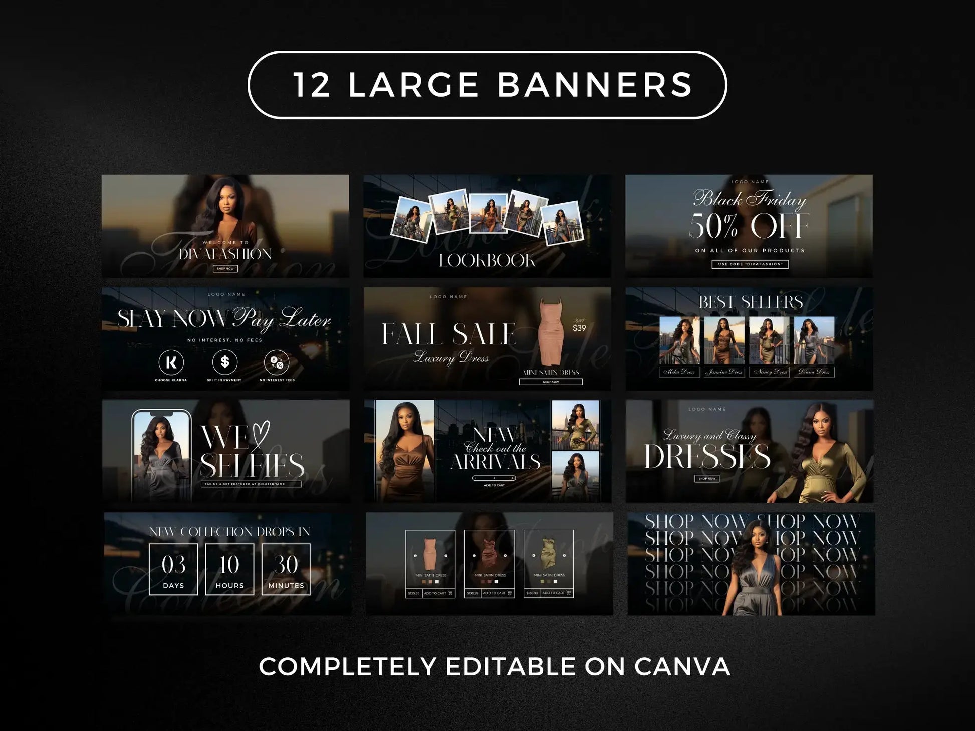 Minimal black 12 large banners