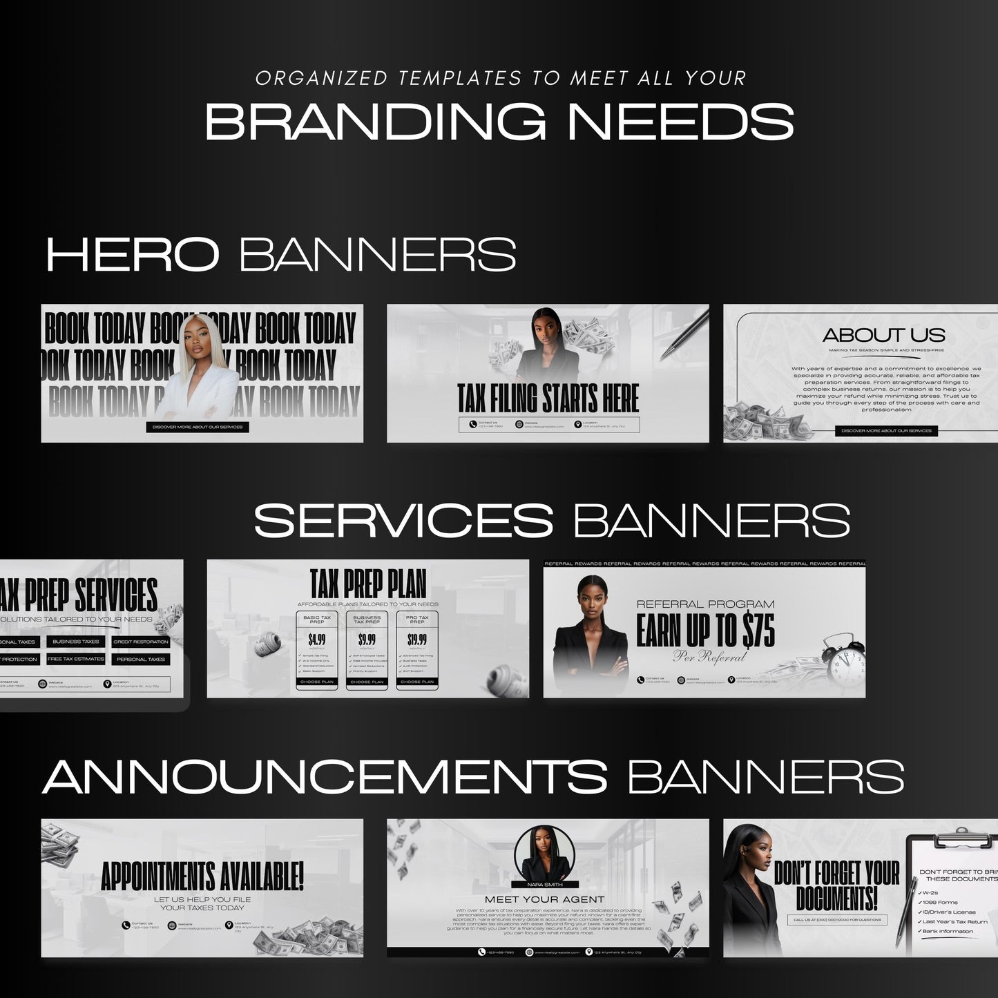 60 Professional Tax Prep Banners | Minimalist Accountant Website Templates
