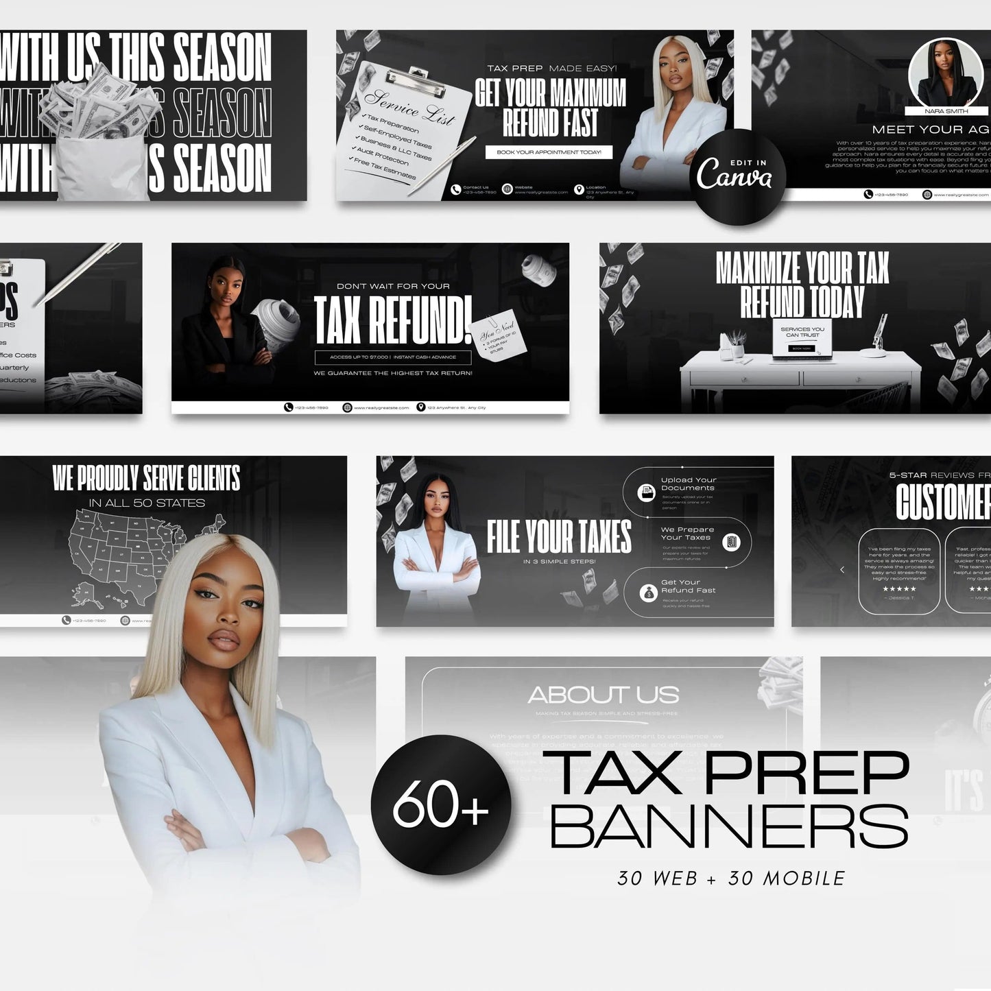 60 Professional Minimalist Tax Prep Banners | Accountant Marketing Templates