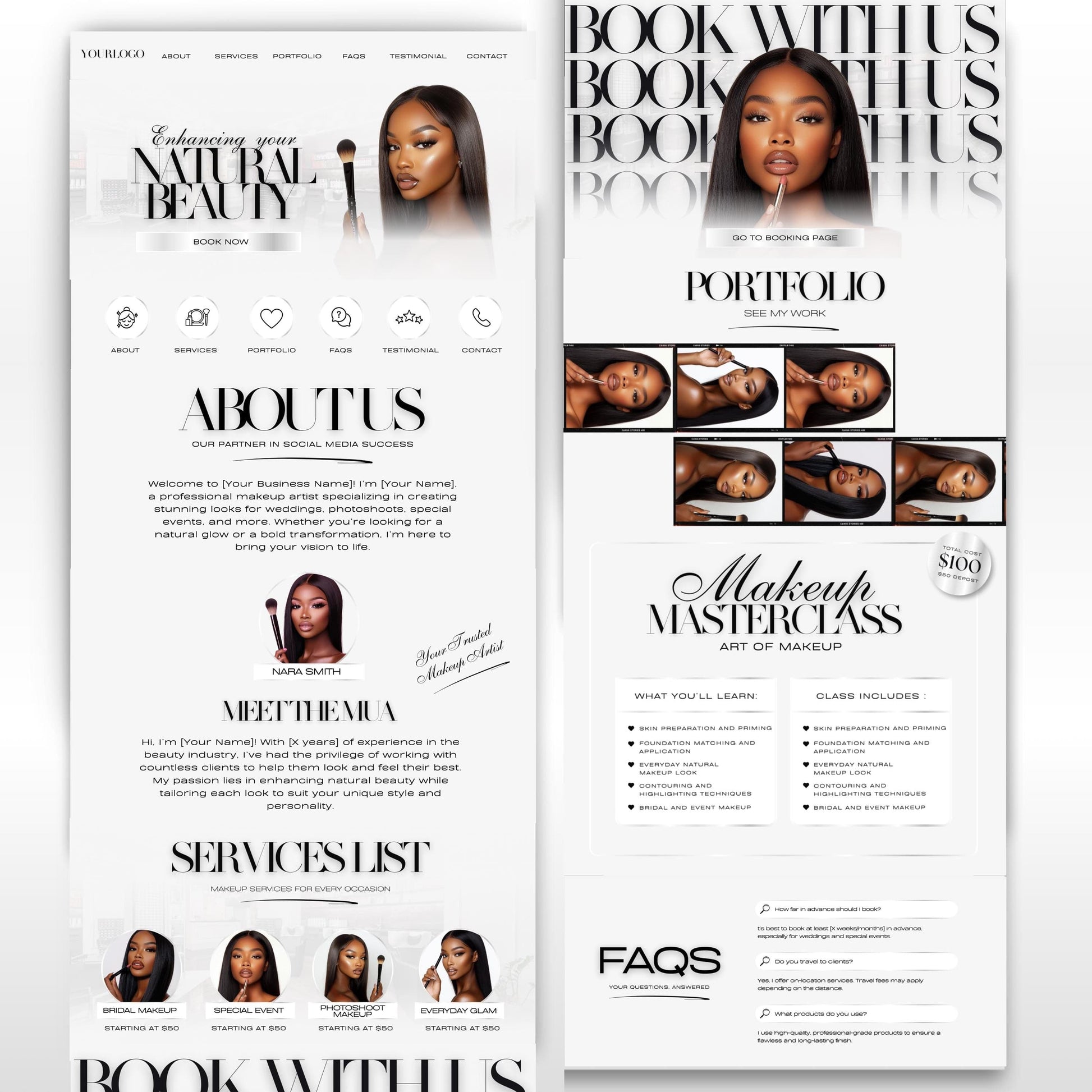 makeup artist landing page