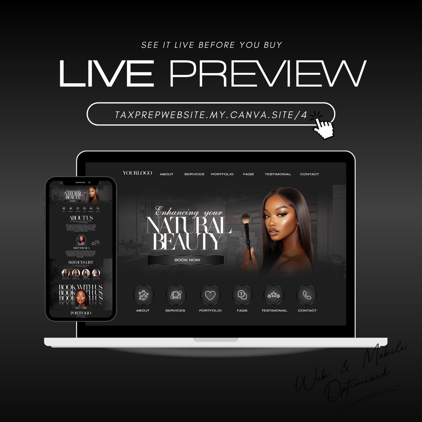 Editable Makeup Artist Website Template, MUA Canva Website Design, Beauty Business Online Templates (Instant Download)