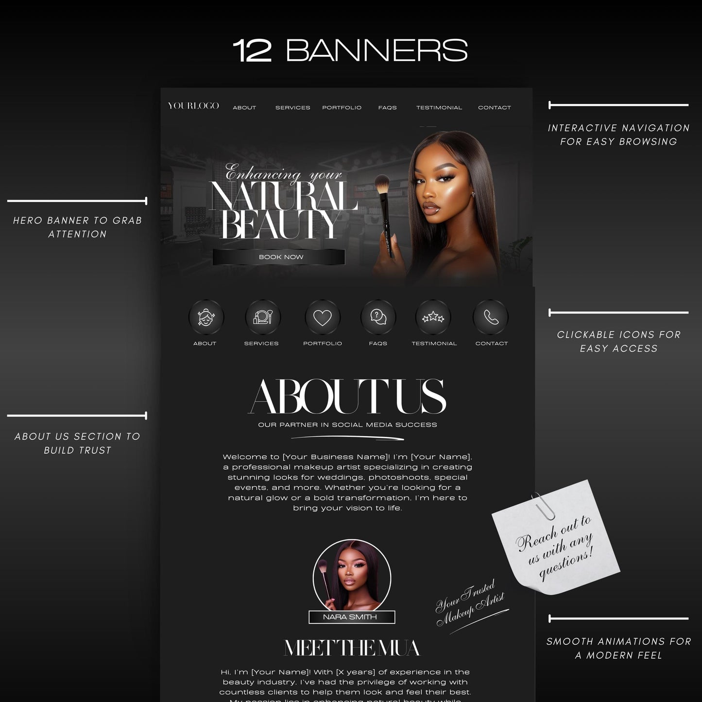 Editable Makeup Artist Website Template, MUA Canva Website Design, Beauty Business Online Templates (Instant Download)