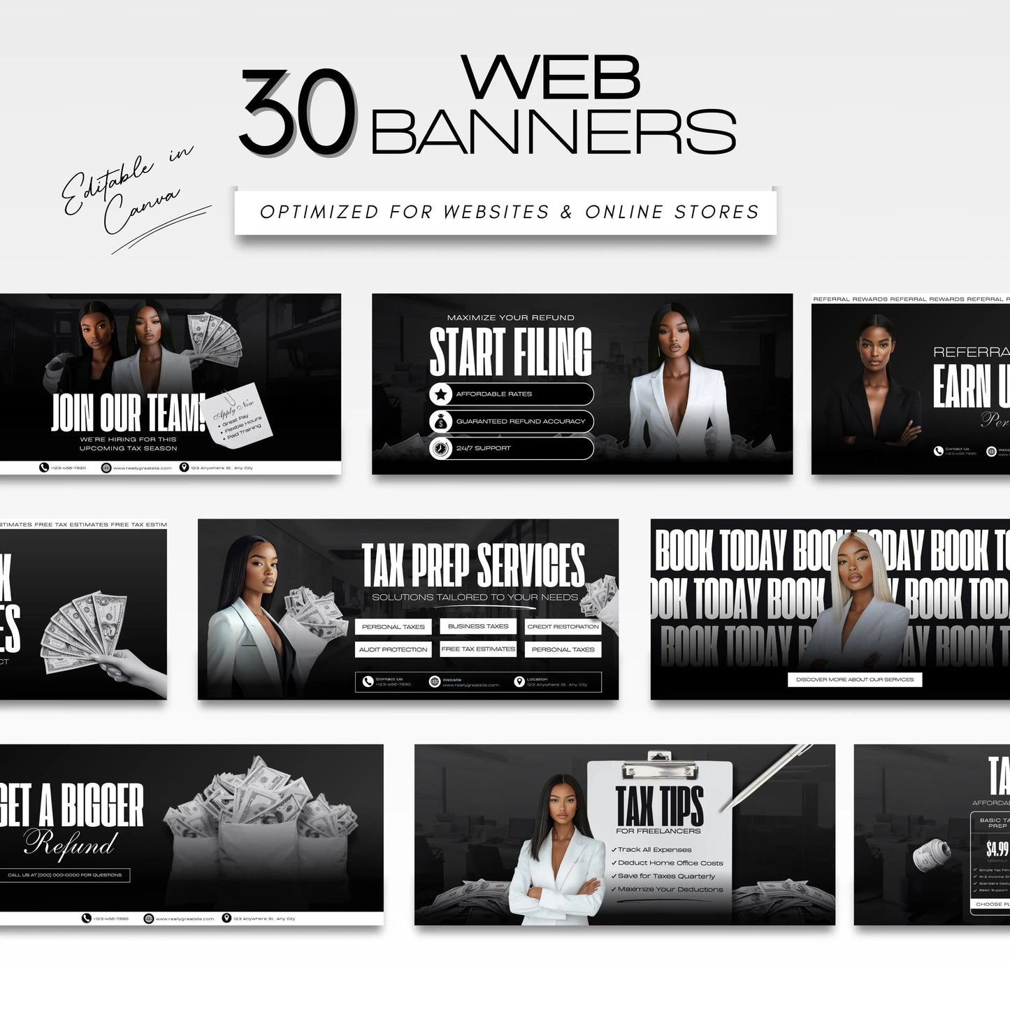 60 Professional Minimalist Tax Prep Banners | Accountant Marketing Templates