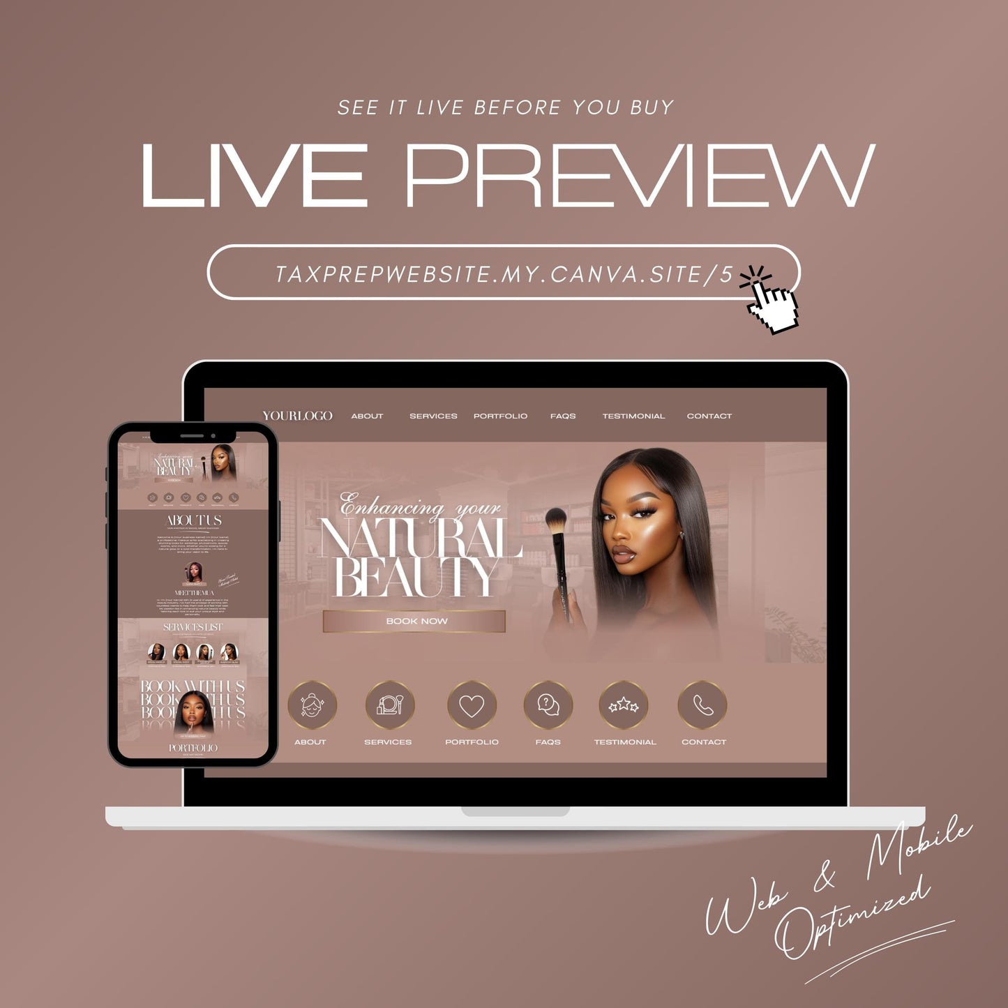 MUA Website Template, Editable Canva Makeup Artist Website Design, Modern Beauty Business Template