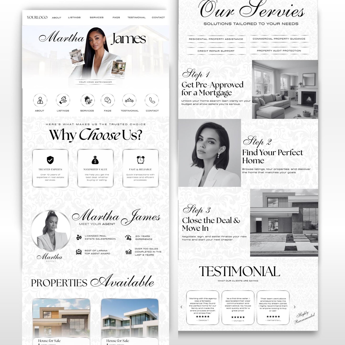 Realtor Website Template Canva, Real Estate Landing Page Design, Property Listing, Open House & For Sale Website Templates