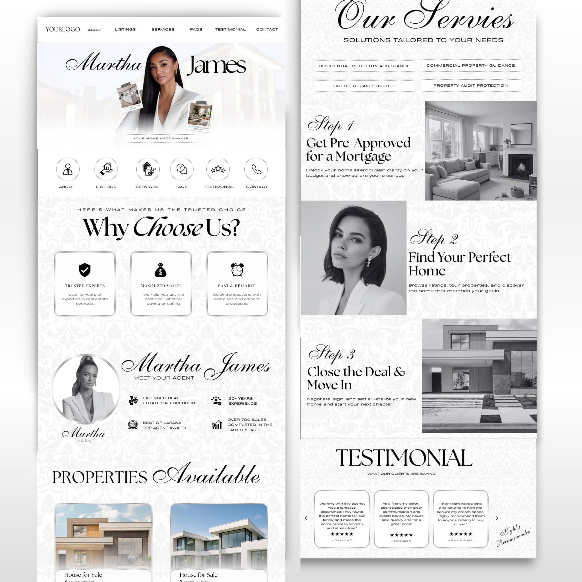 Realtor Website Template Canva, Real Estate Landing Page Design, Property Listing, Open House & For Sale Website Templates