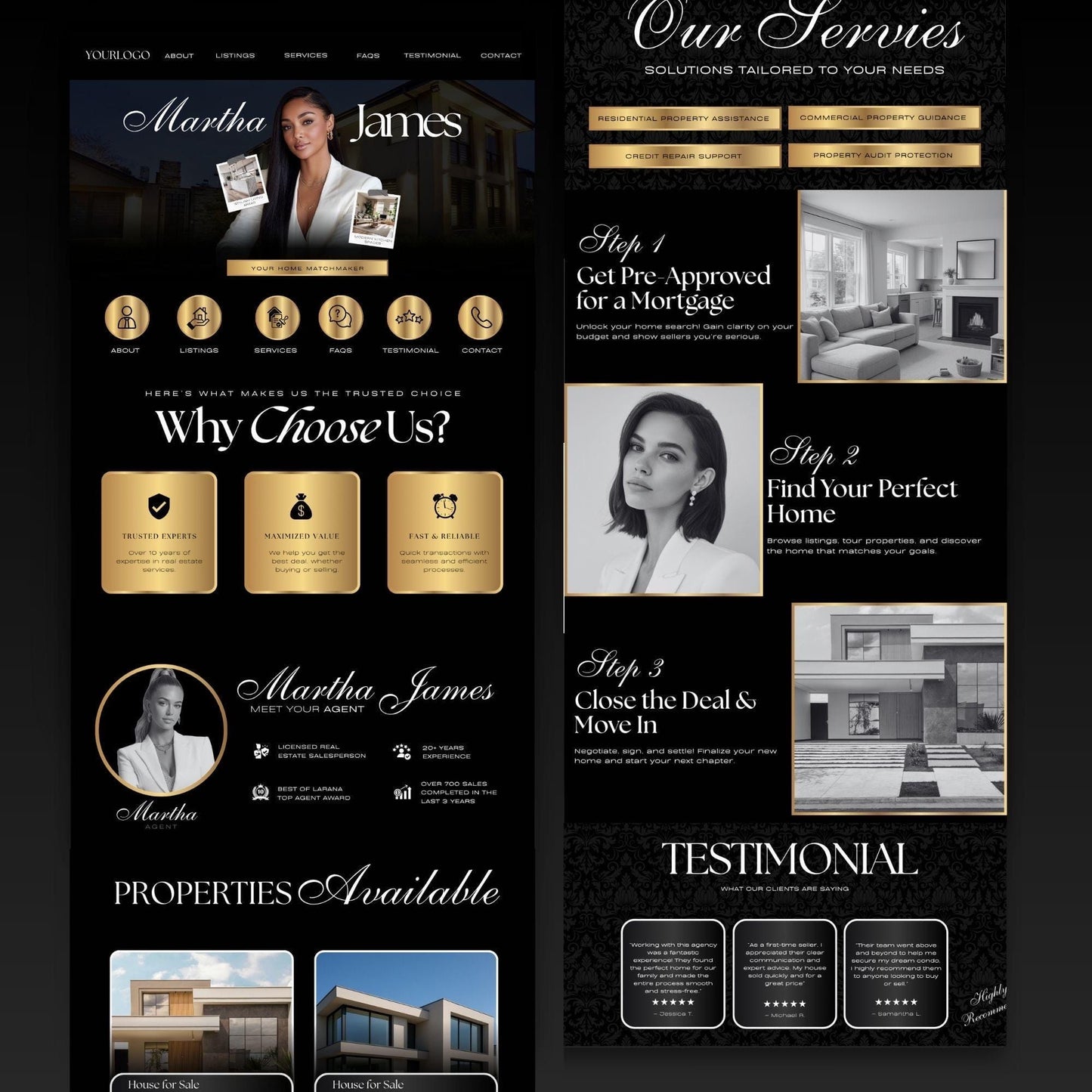 Real Estate Canva Website Template, Realtor Landing Page Design, Property Listing, For Sale & Just Listed Website Templates
