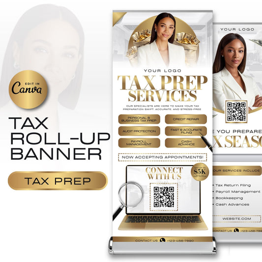 Tax Retractable Banners Editable Tax Prep Service Flyers, Tax Season Flyers, Income Tax Preparer Flyers, Accounting Services Flyers