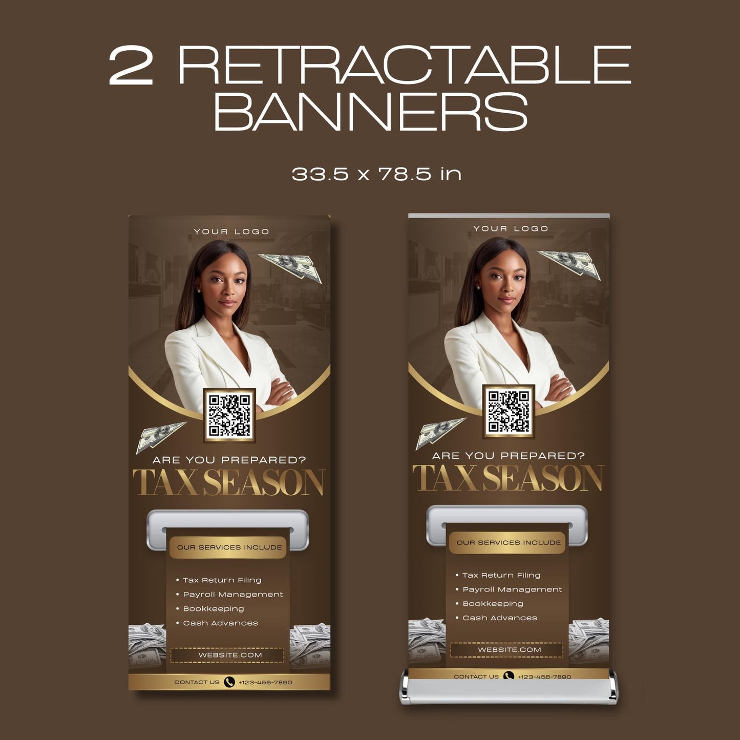 Tax Retractable Banners Editable Tax Prep Service Flyers, Tax Season Flyers, Income Tax Preparer Flyers, Accounting Services Flyers